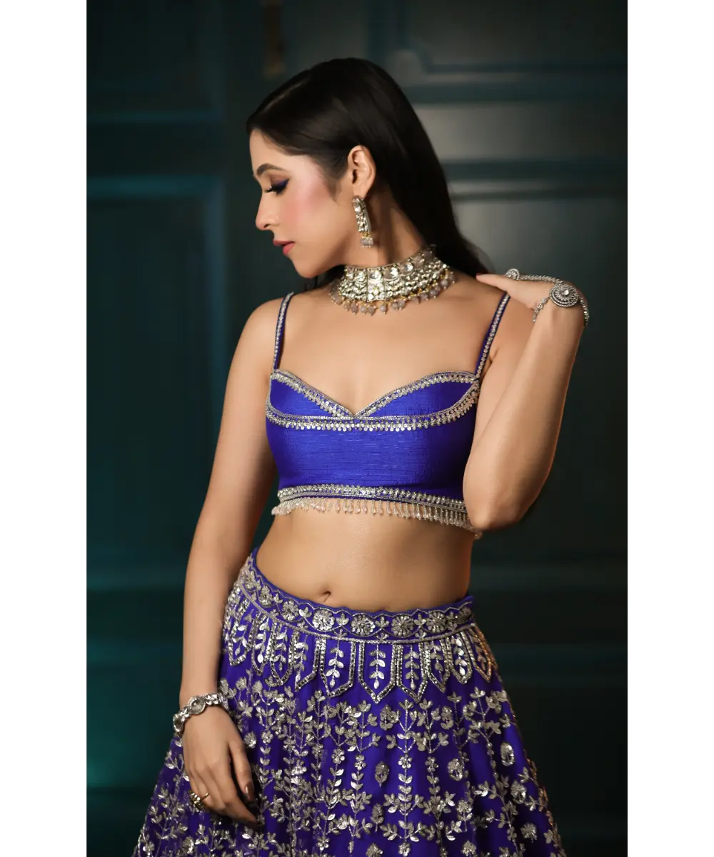 ISA BY DOLLY WAHAL - Electric Blue Lehenga