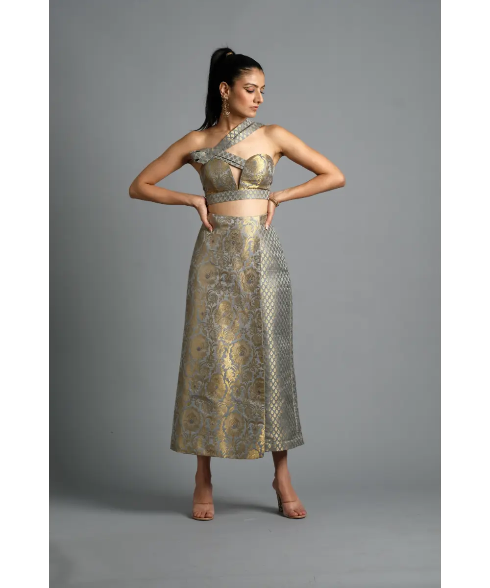 Aastha Sood - Grey Brocade Co-ord Set
