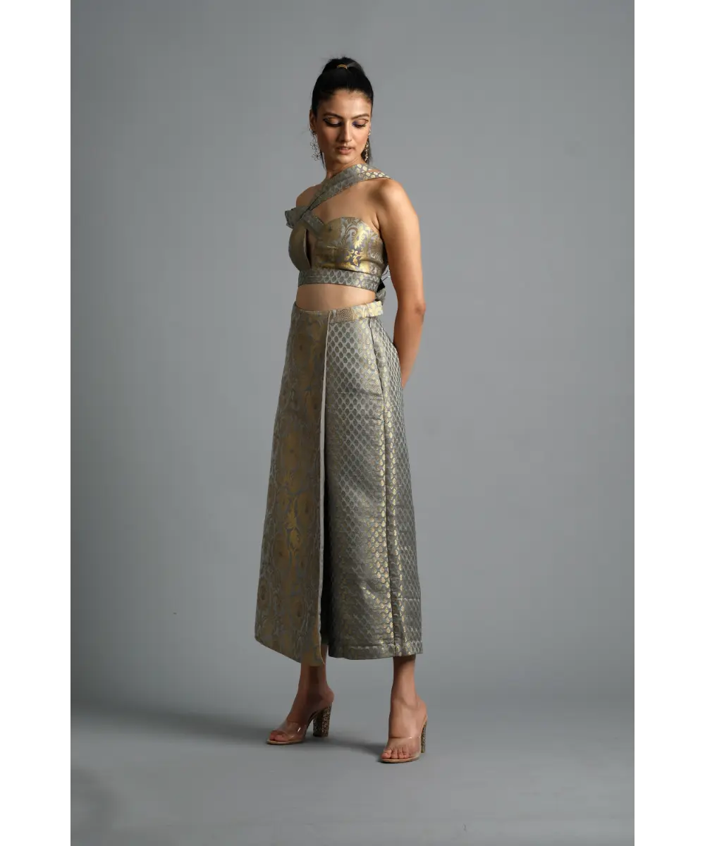 Grey Brocade Co-ord Set