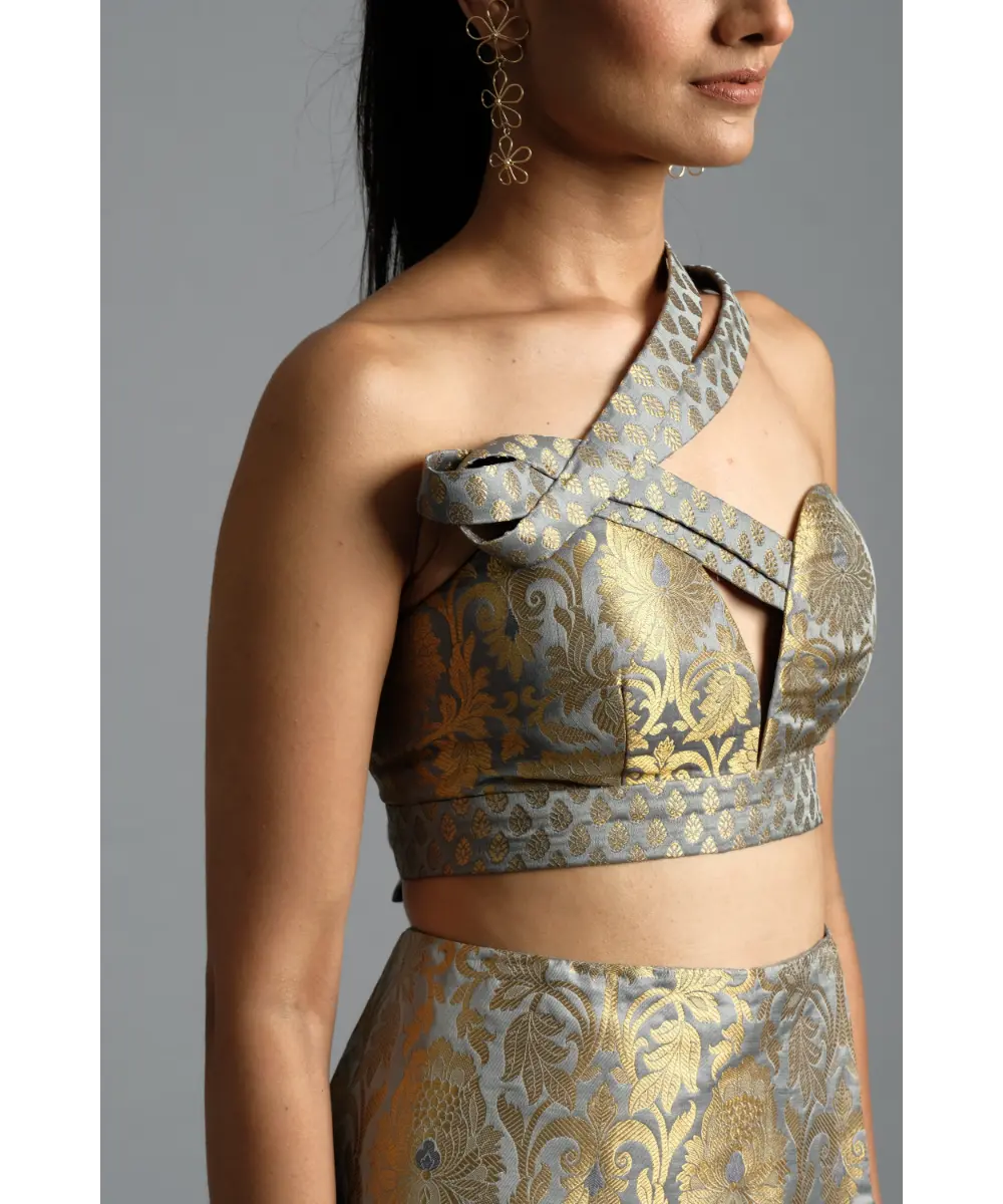 Grey Brocade Co-ord Set