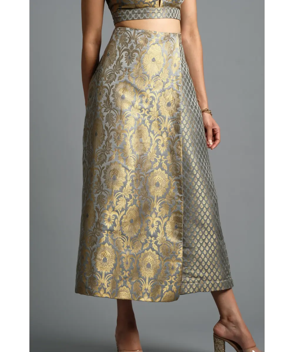 Grey Brocade Co-ord Set