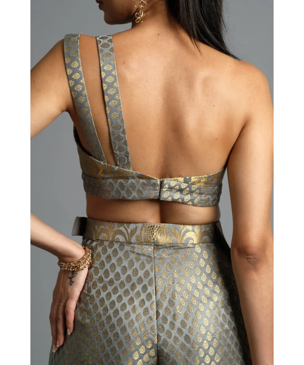 Grey Brocade Co-ord Set