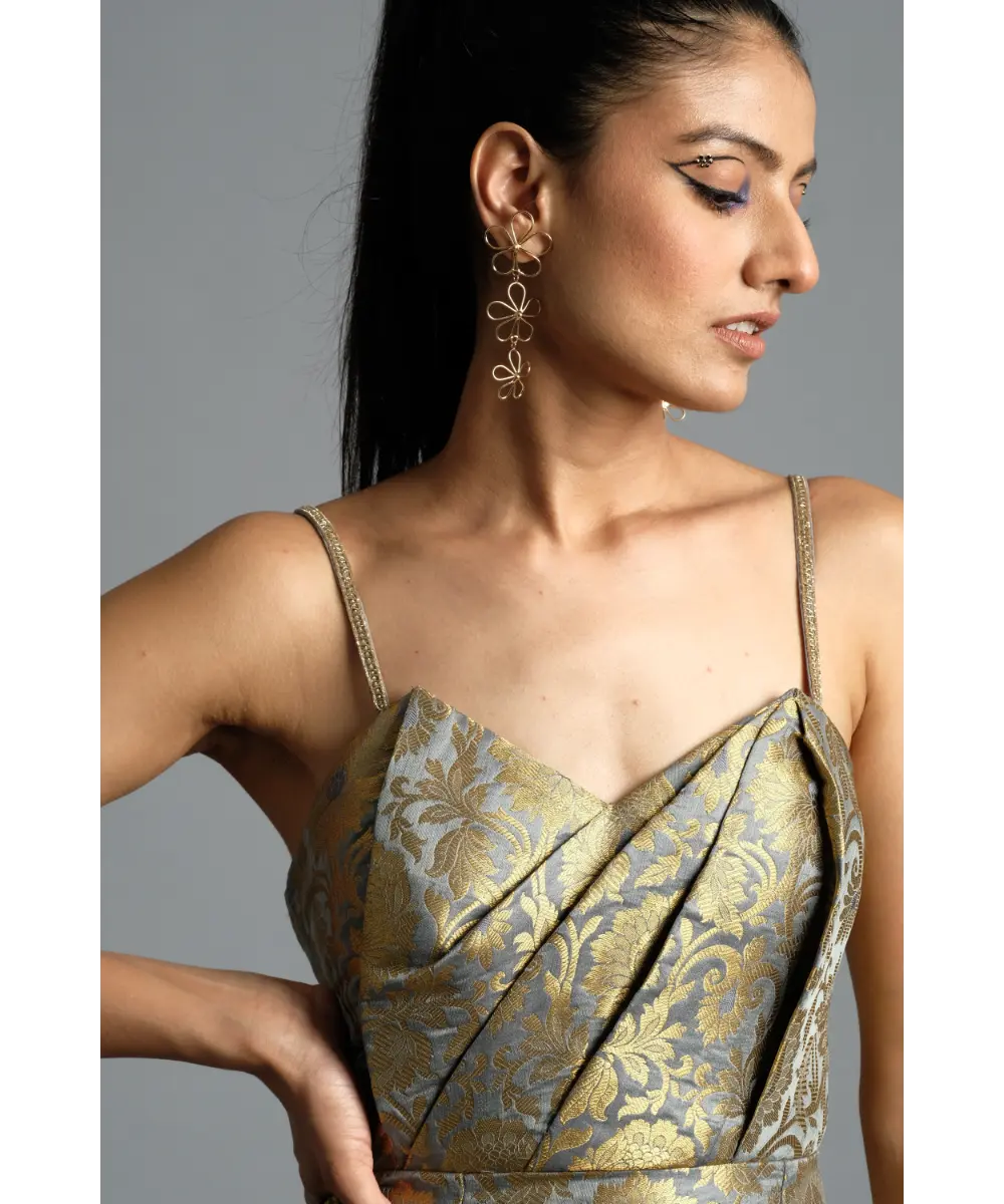 Grey Brocade Dress