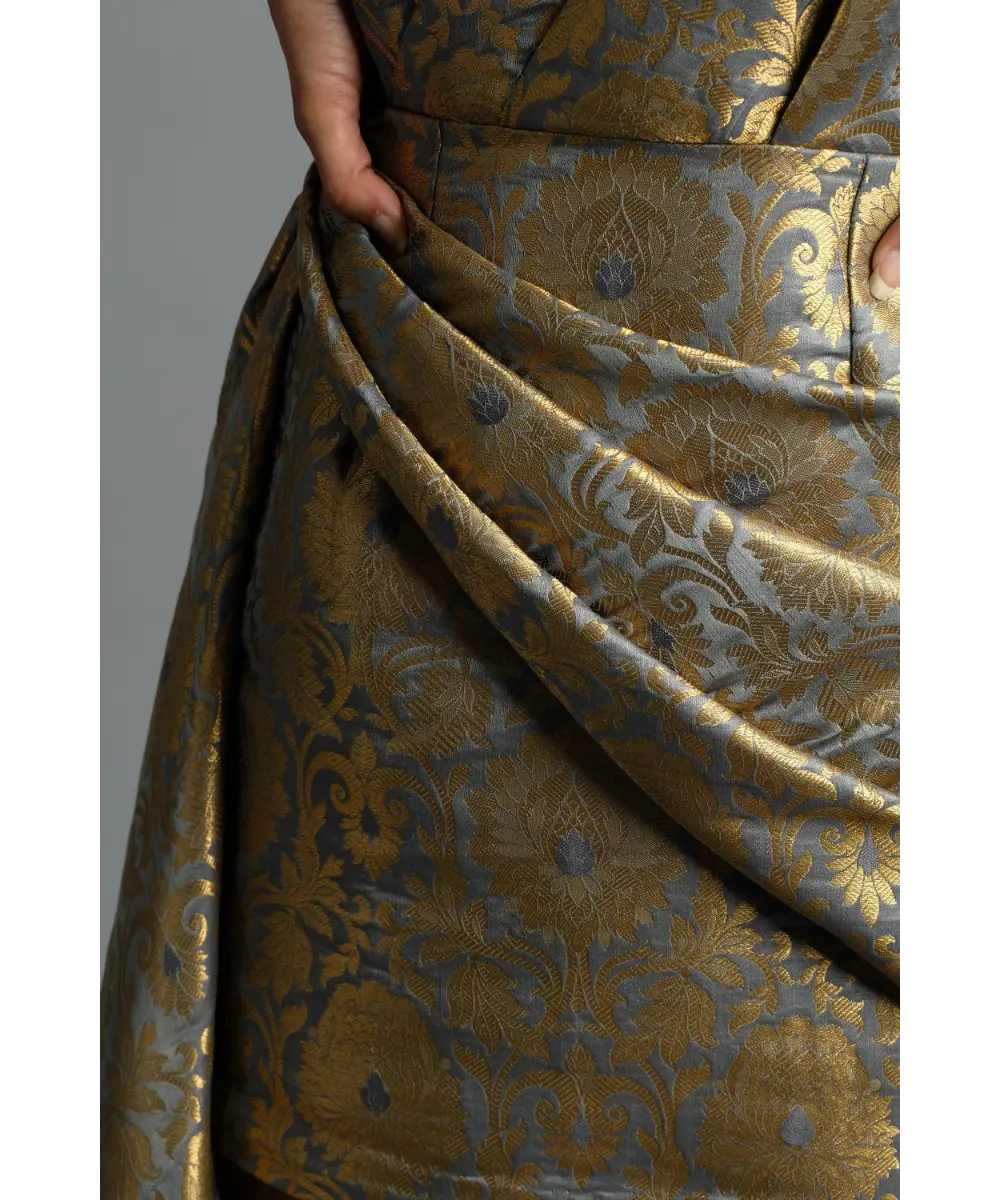 Grey Brocade Dress