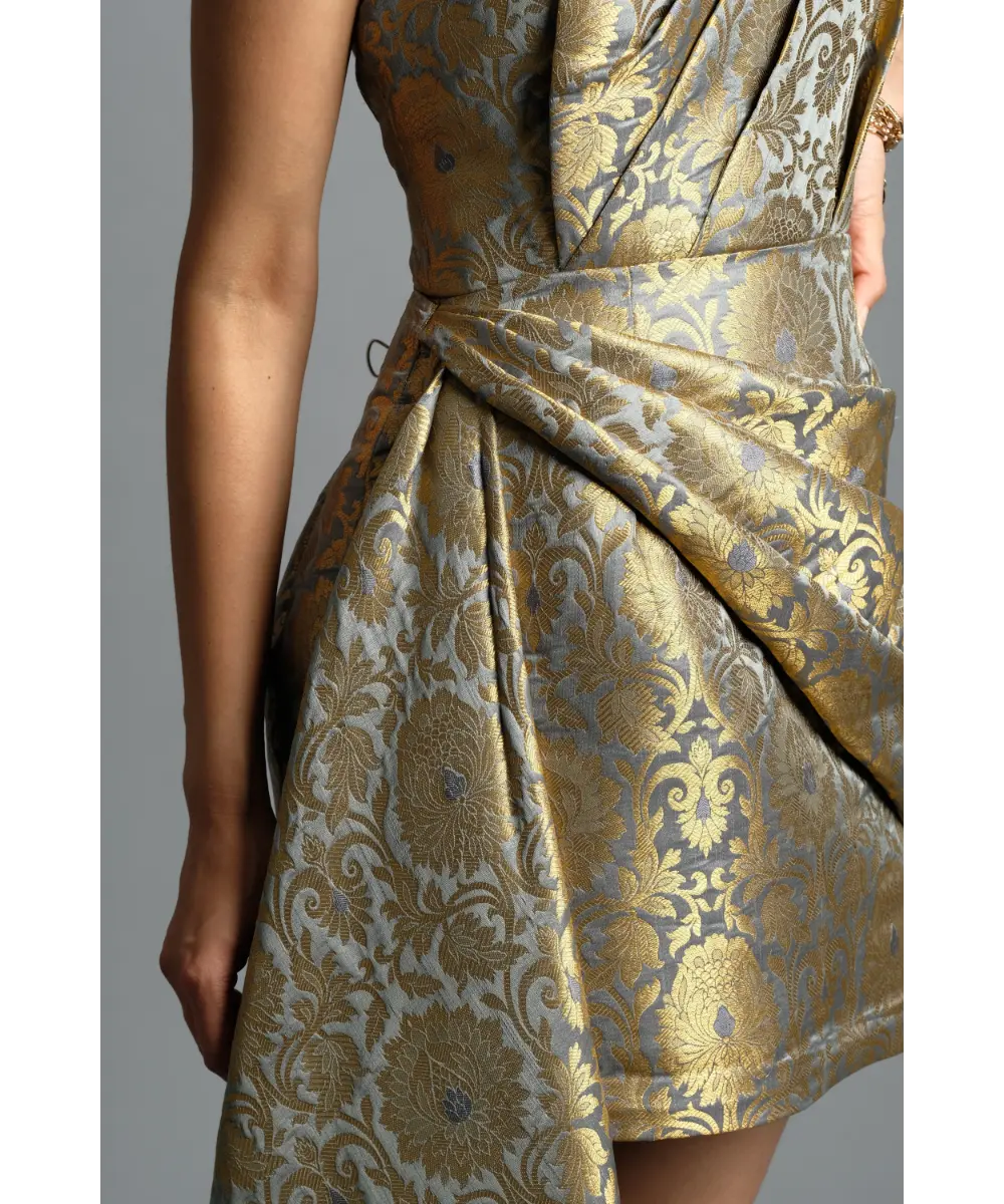 Grey Brocade Dress
