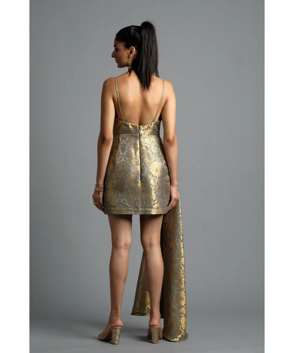 Grey Brocade Dress