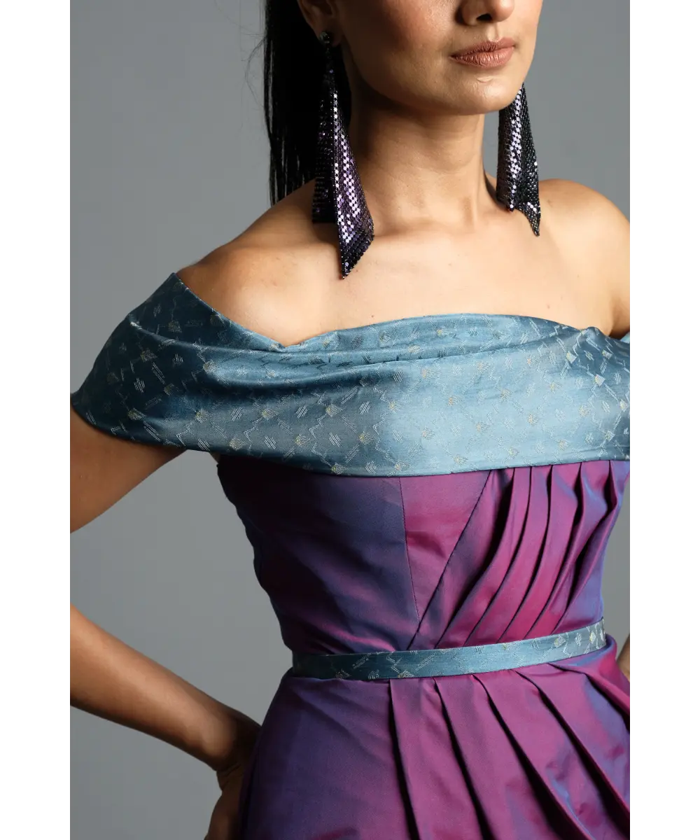 Dual tone pink-blue Silk Dress