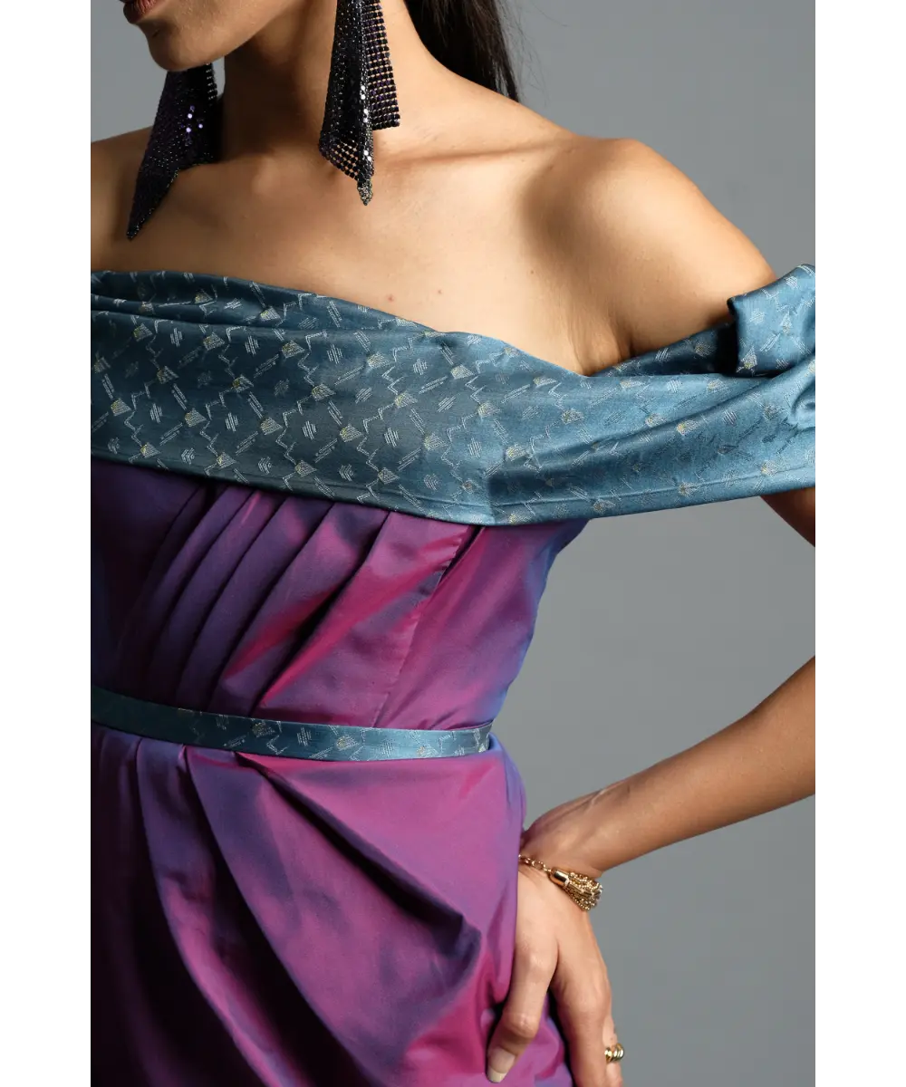 Dual tone pink-blue Silk Dress