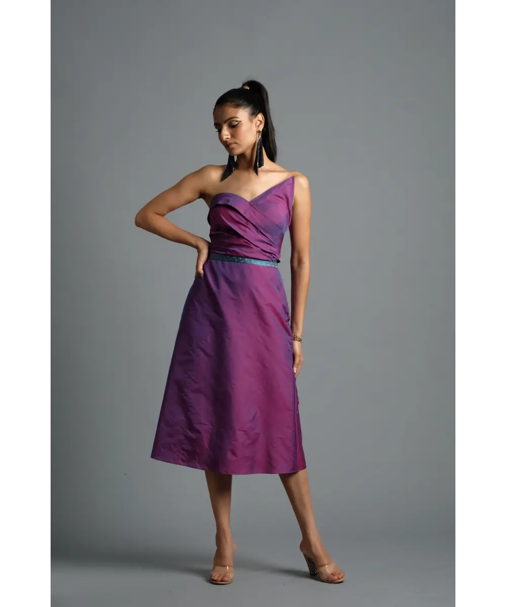 Pink-Blue dual tone Silk Dress