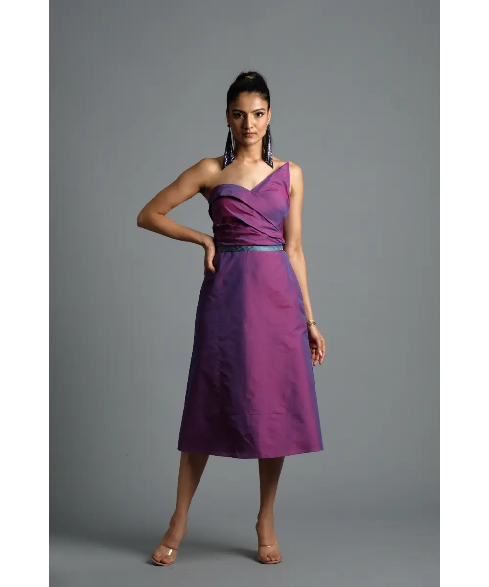 Pink-Blue dual tone Silk Dress