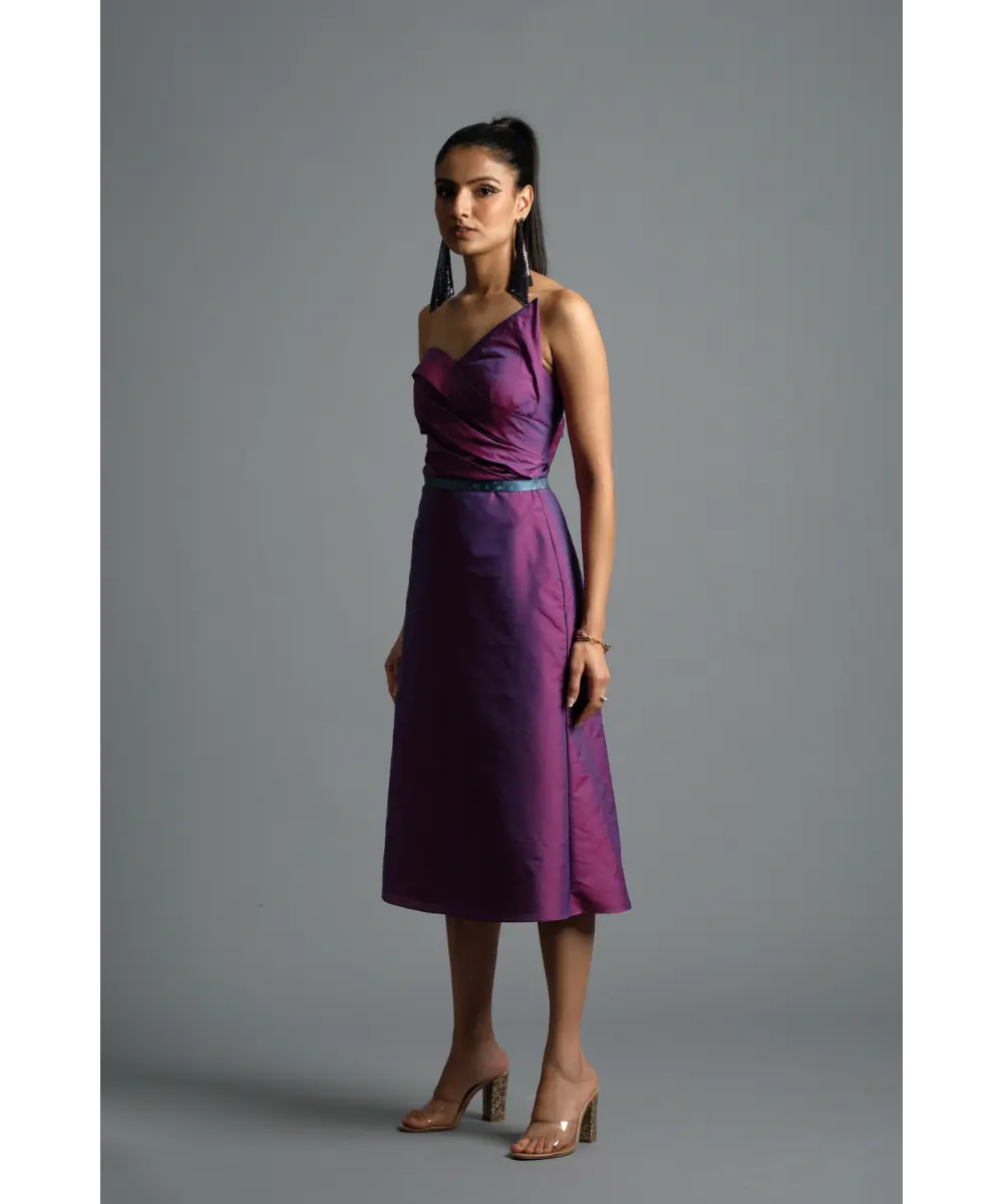 Pink-Blue dual tone Silk Dress