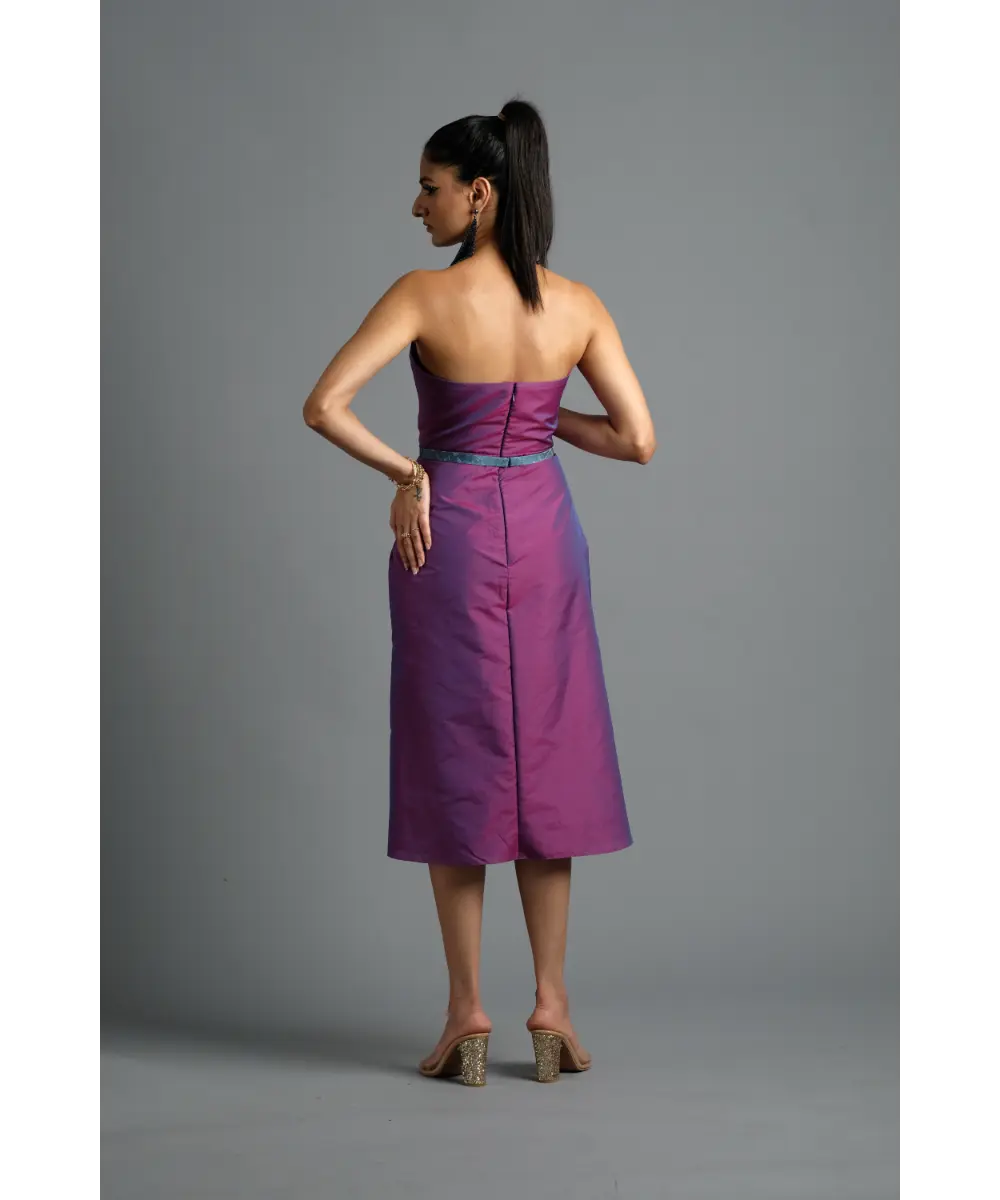 Pink-Blue dual tone Silk Dress