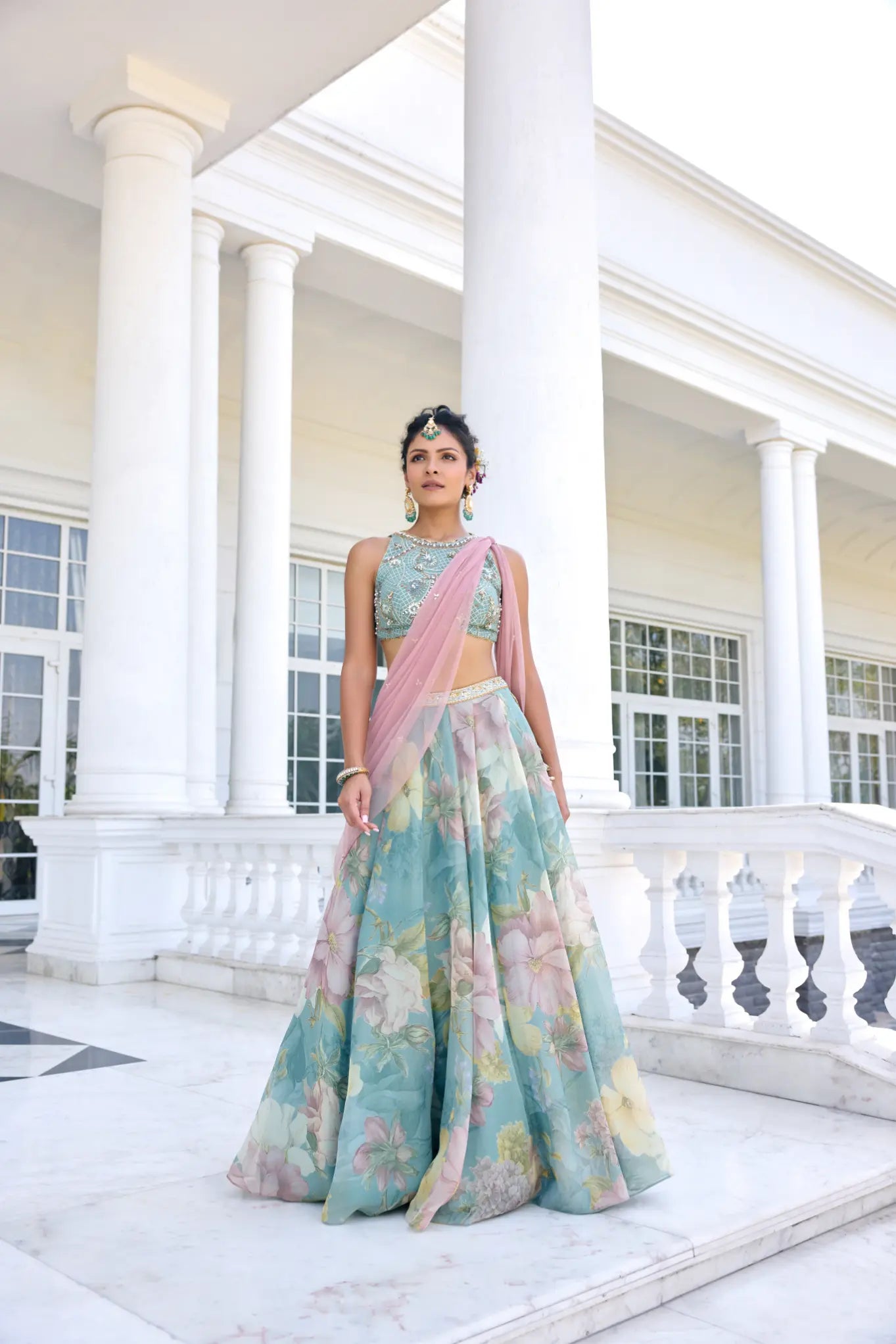 KALISTA - Juliette Lehenga Set Turquoise