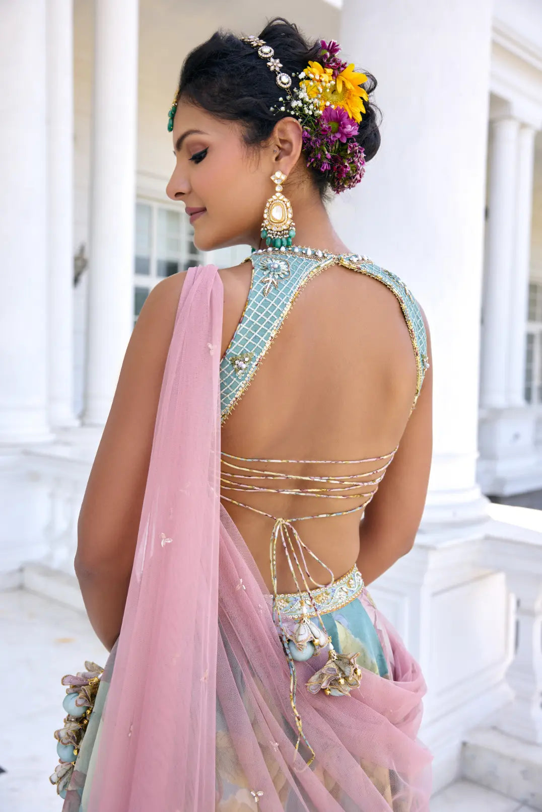 KALISTA - Juliette Lehenga Set Turquoise