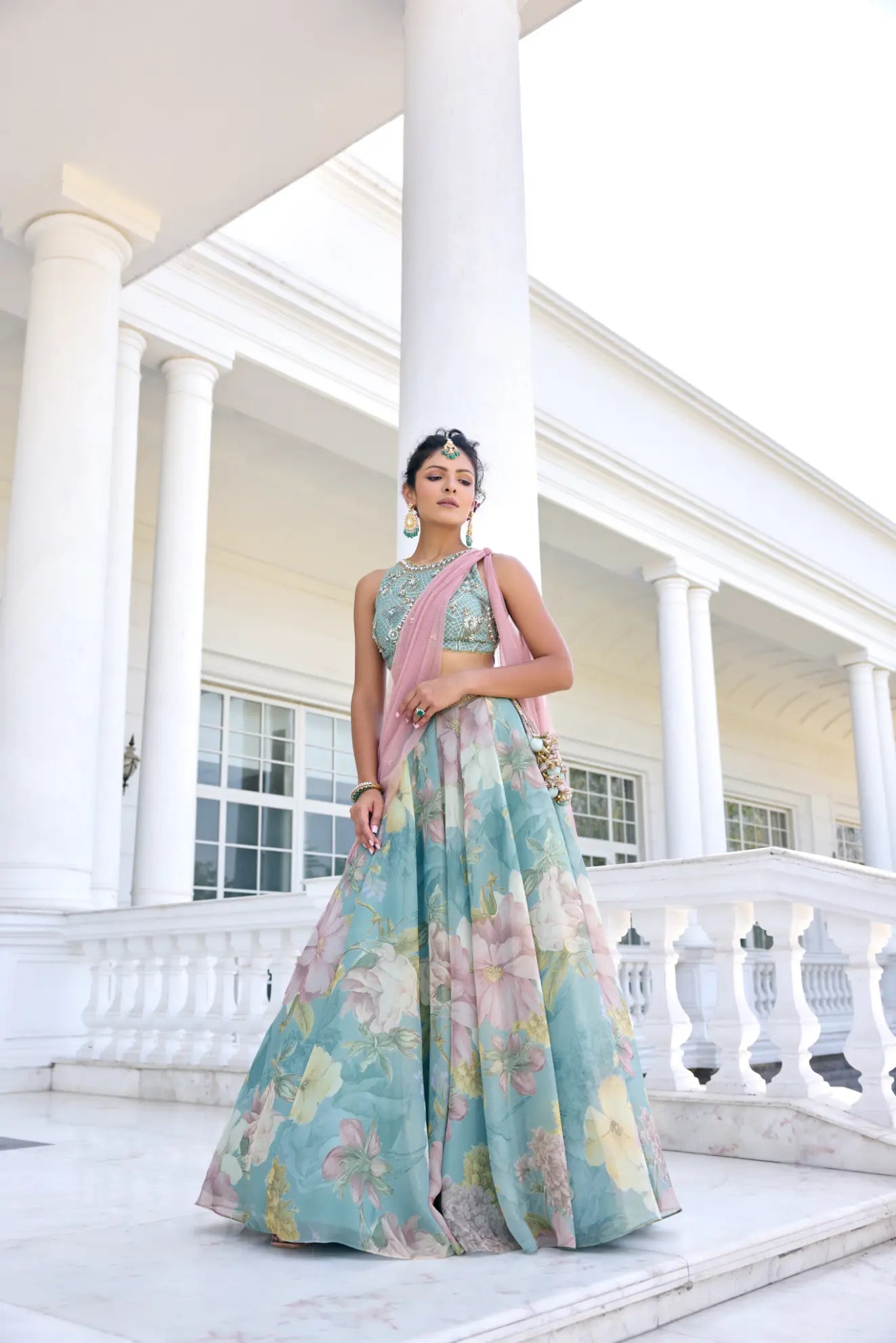 KALISTA - Juliette Lehenga Set Turquoise