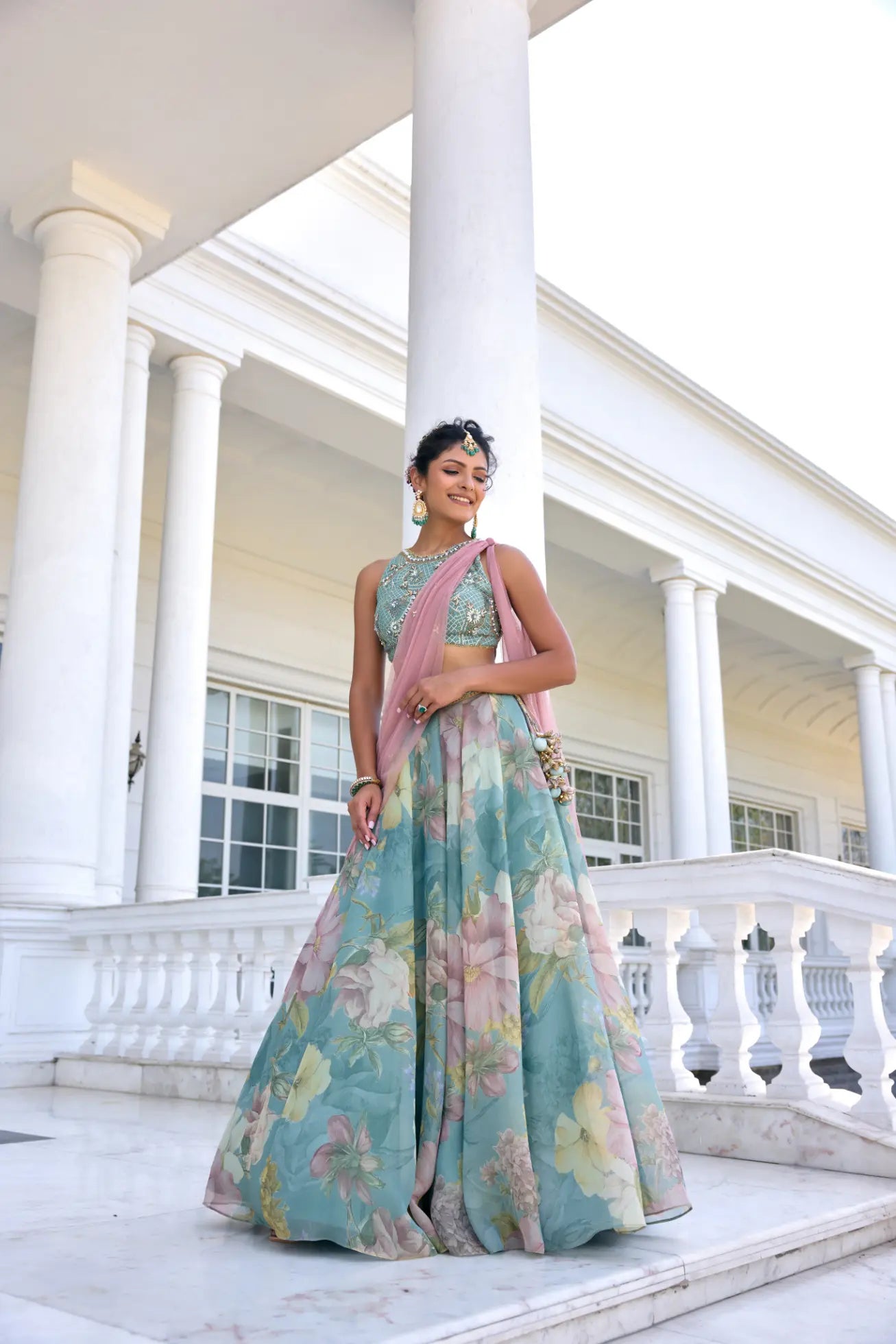 KALISTA - Juliette Lehenga Set Turquoise