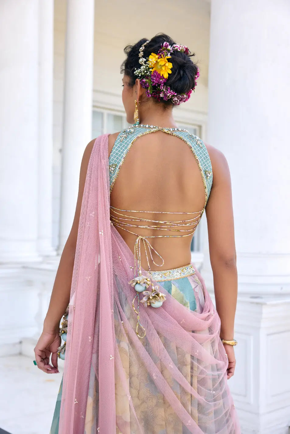 KALISTA - Juliette Lehenga Set Turquoise