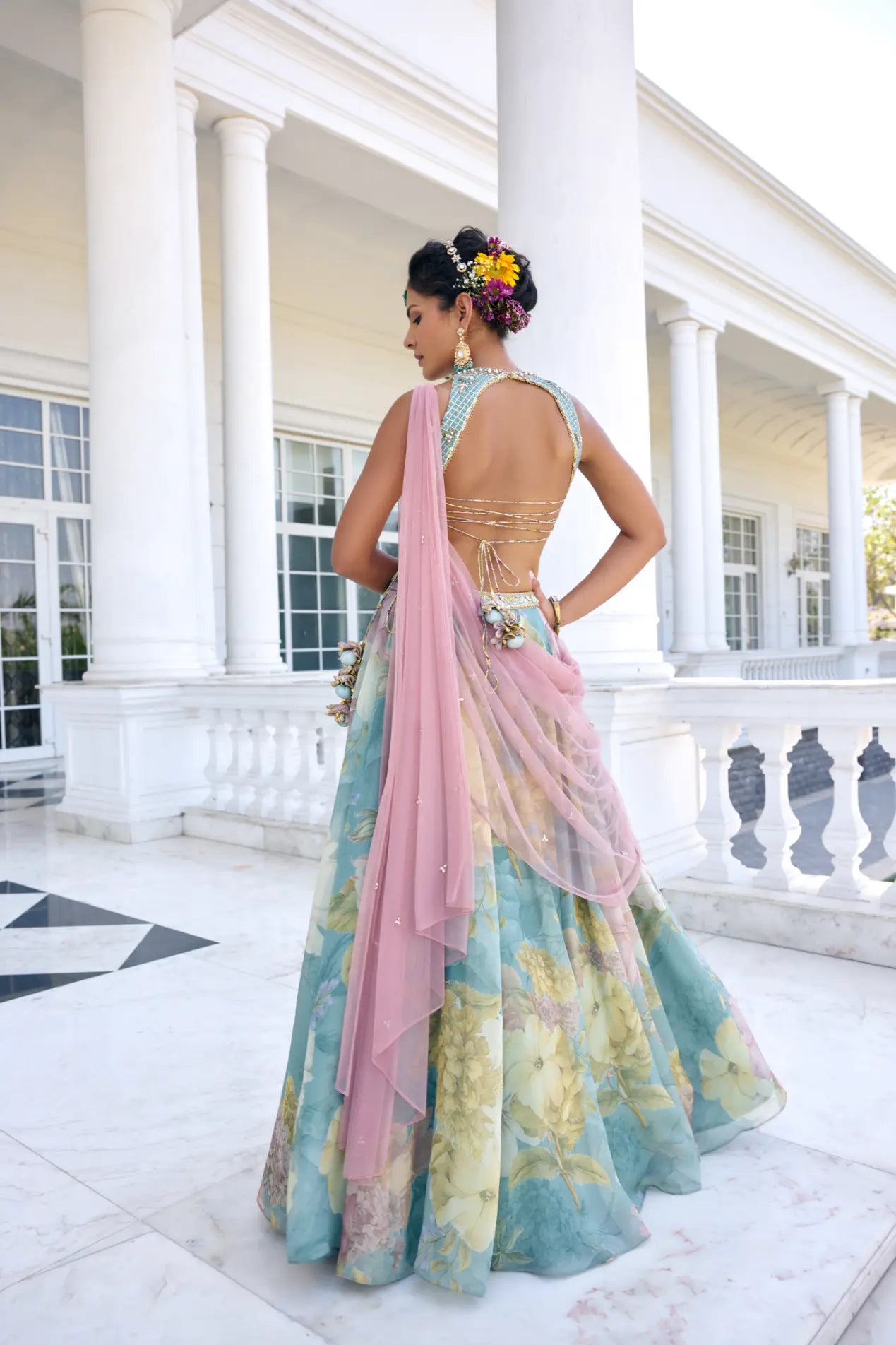 KALISTA - Juliette Lehenga Set Turquoise