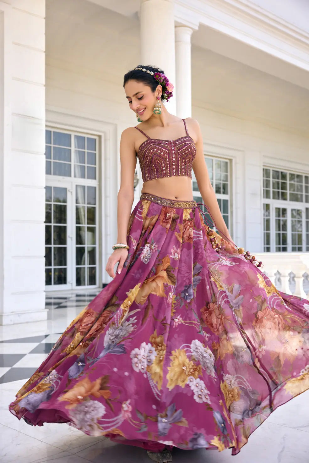 KALISTA - Cyntia Lehenga Set Tyrian Purple