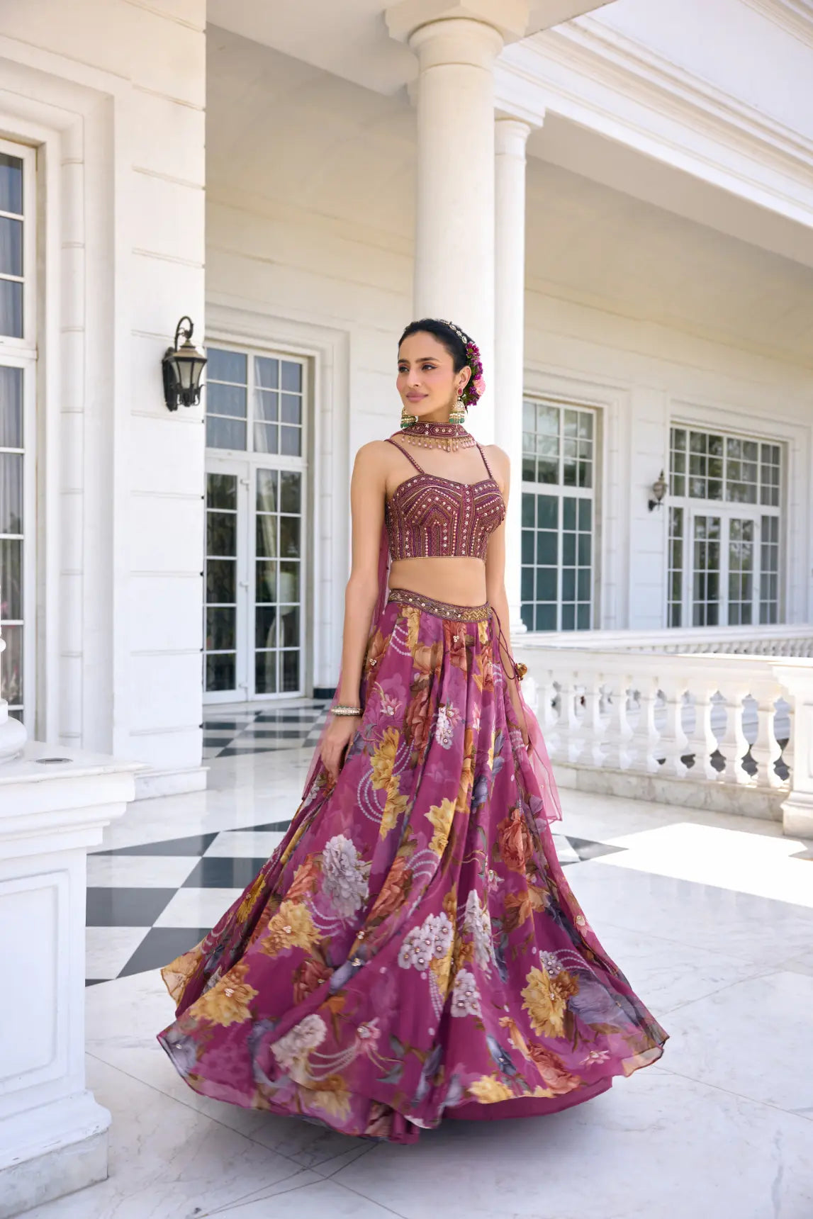 KALISTA - Cyntia Lehenga Set Tyrian Purple