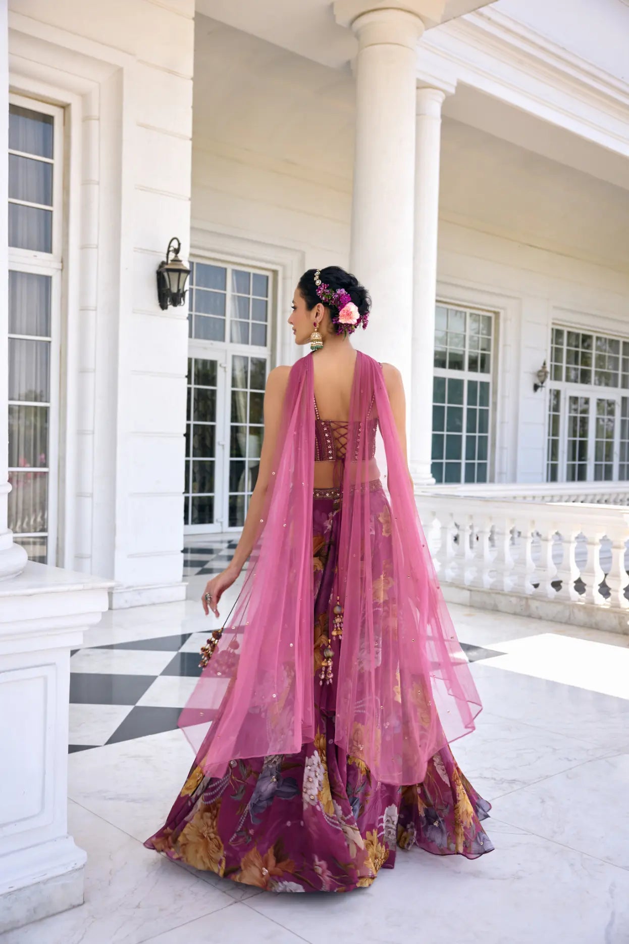 Cyntia Lehenga Set Tyrian