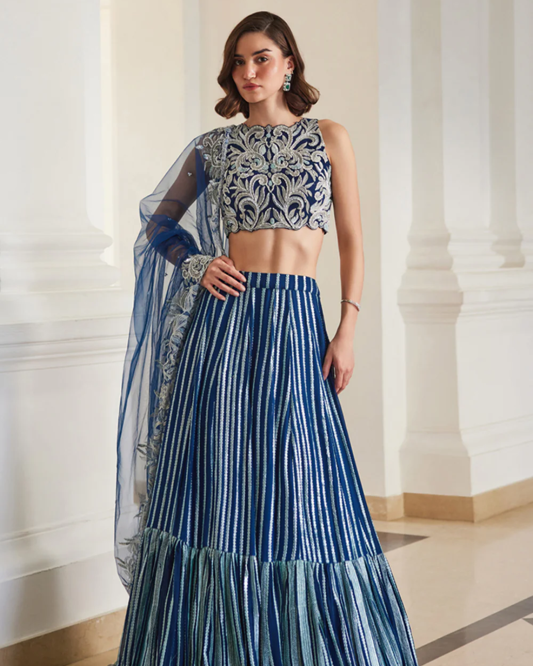 Sanya Gulati - Teal Blue Lehenga