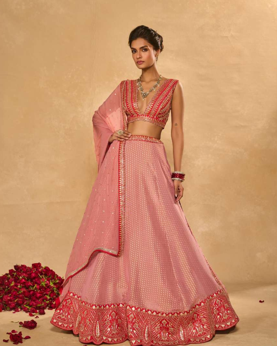 Chamee and Palak - Mina Daman Lehenga from Leher (Sale Piece)