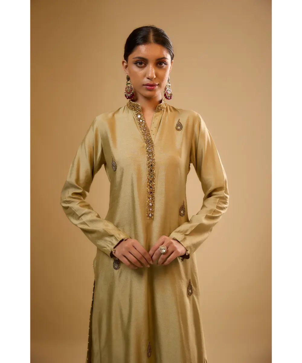 NITI BHOTRA - Nazakat Light Green Applique Kurta Set