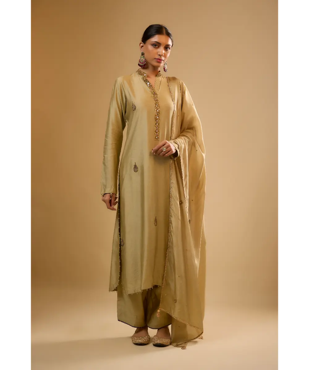 NITI BHOTRA - Nazakat Light Green Applique Kurta Set