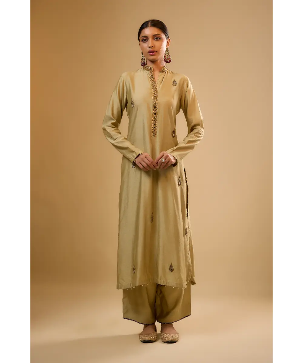 NITI BHOTRA - Nazakat Light Green Applique Kurta Set