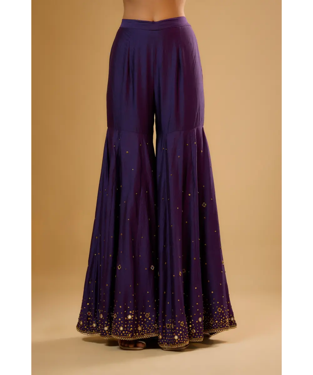 NITI BHOTRA - Nazakat Purple Heavy Mirror Work Sharara Set