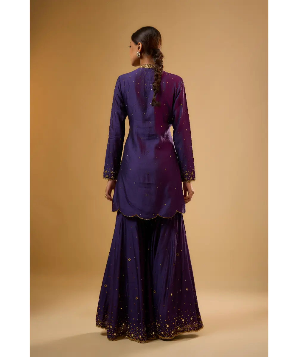 NITI BHOTRA - Nazakat Purple Heavy Mirror Work Sharara Set