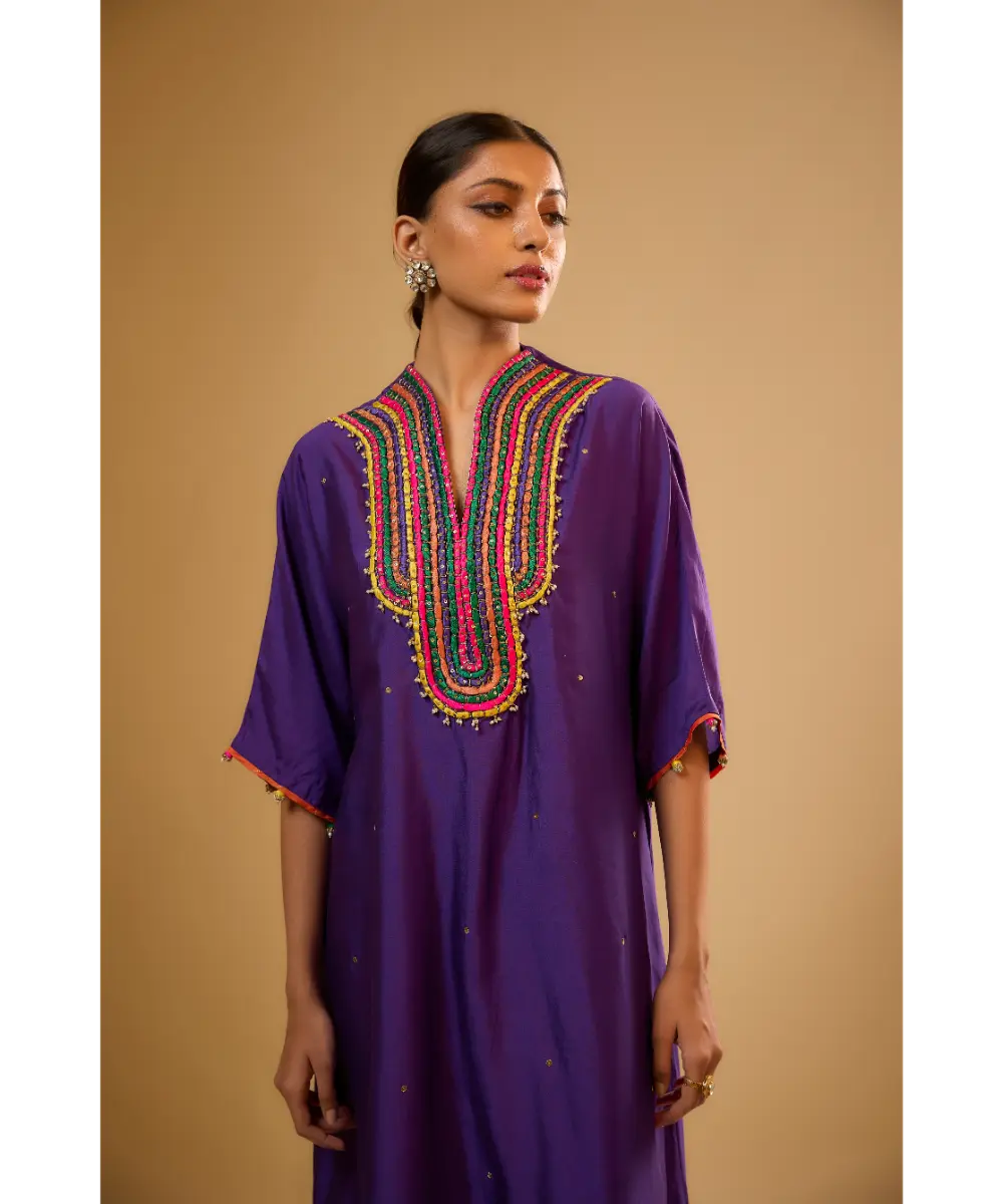 NITI BHOTRA - Nazakat Purple Dori Yoke Kurta Set