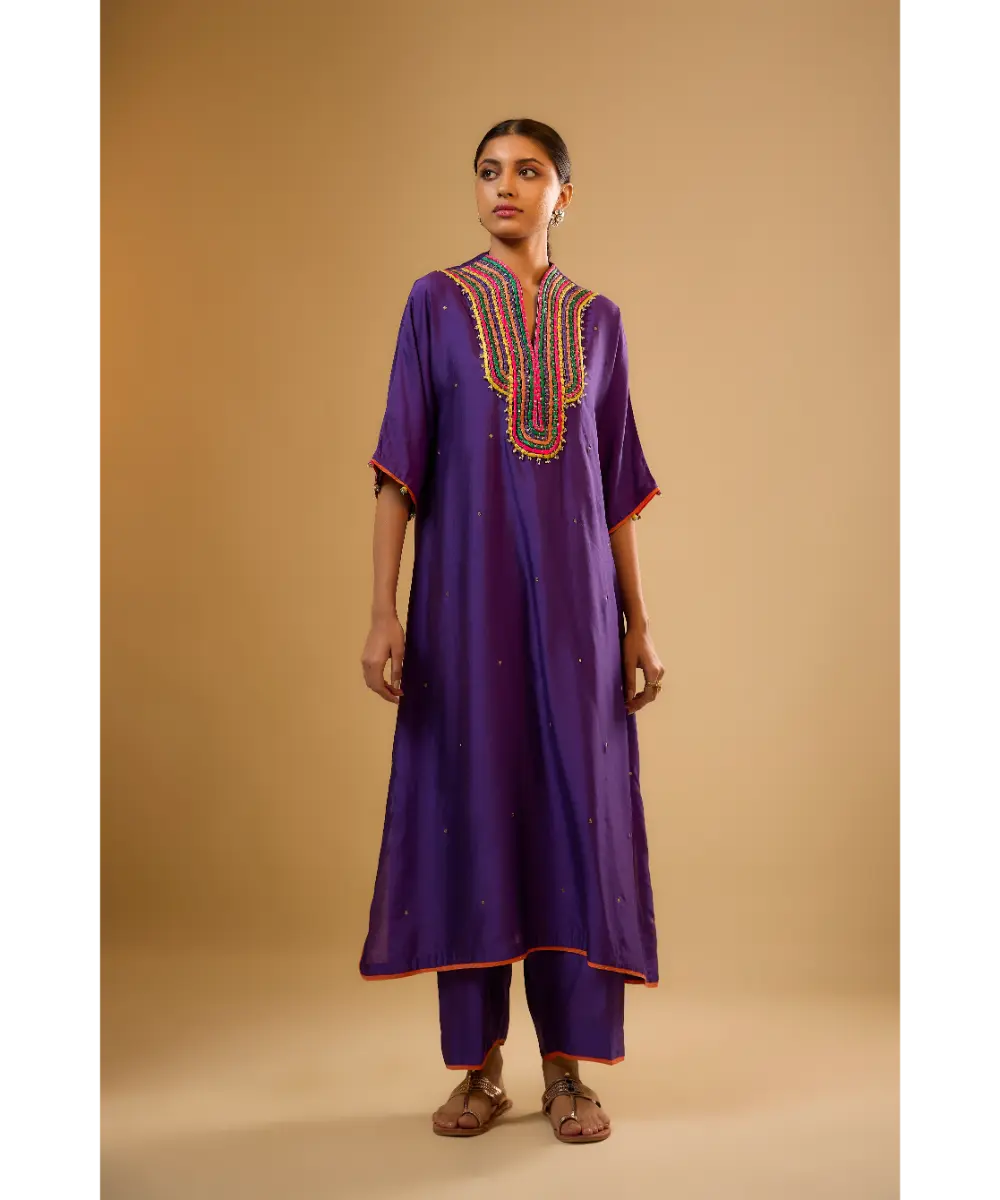 NITI BHOTRA - Nazakat Purple Dori Yoke Kurta Set