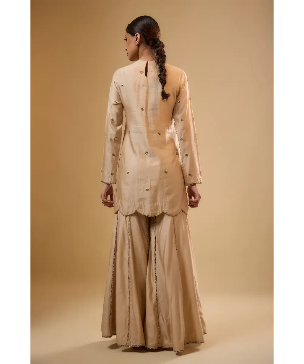 NITI BHOTRA - Nazakat Ivory Lotus Yoke Sharara Set