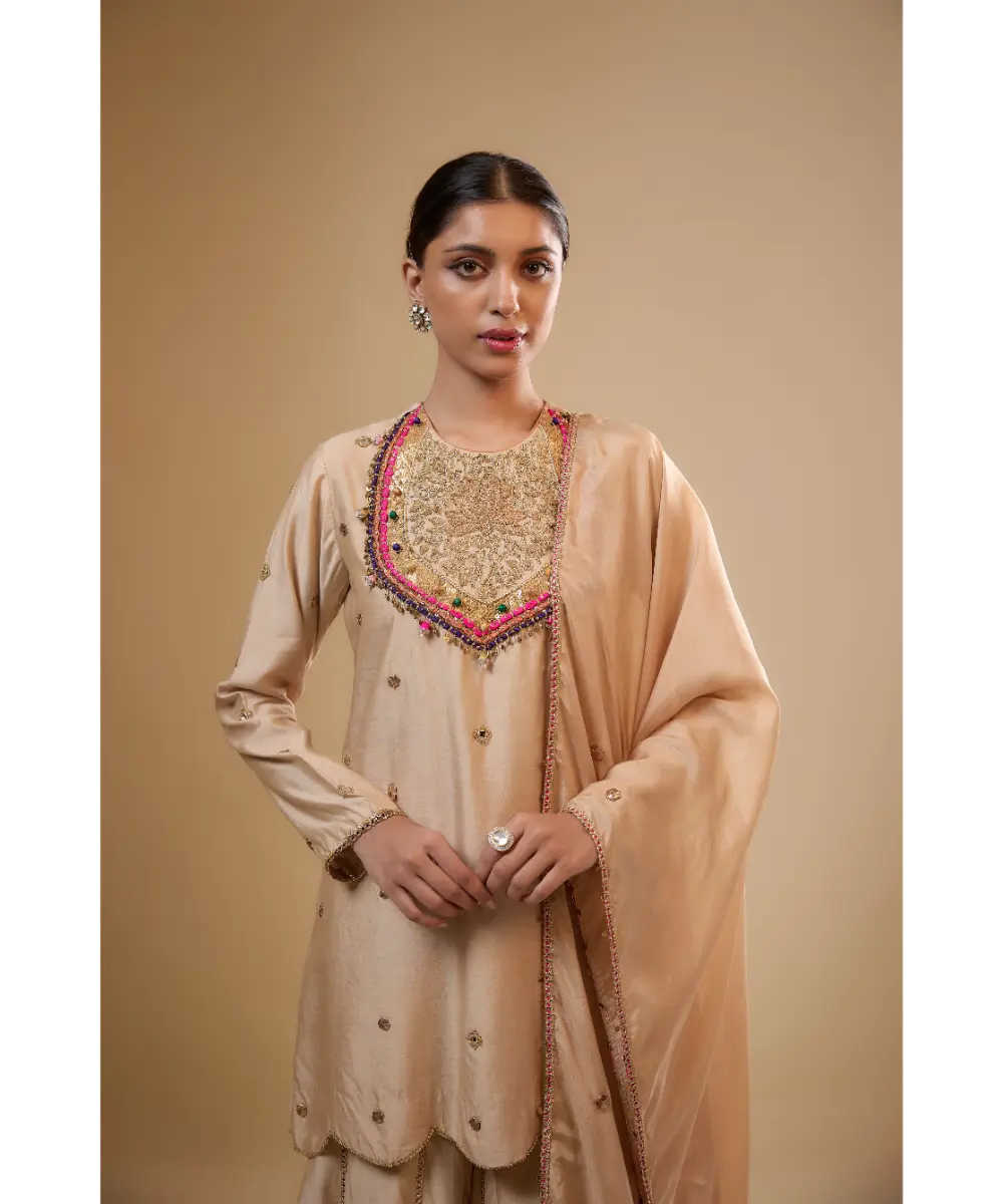 NITI BHOTRA - Nazakat Ivory Lotus Yoke Sharara Set