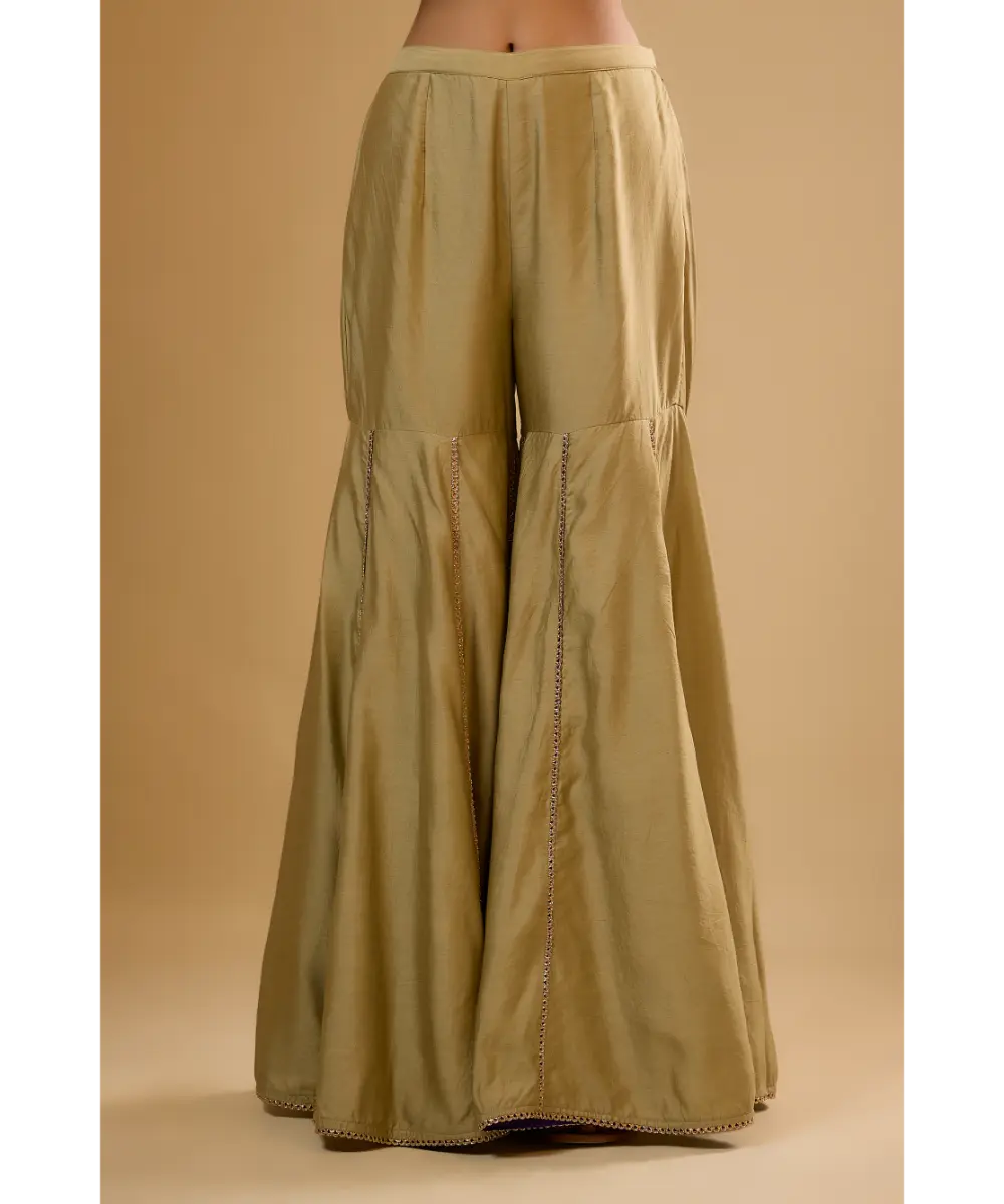 NITI BHOTRA - Nazakat Light Green Lotus Yoke Sharara Set