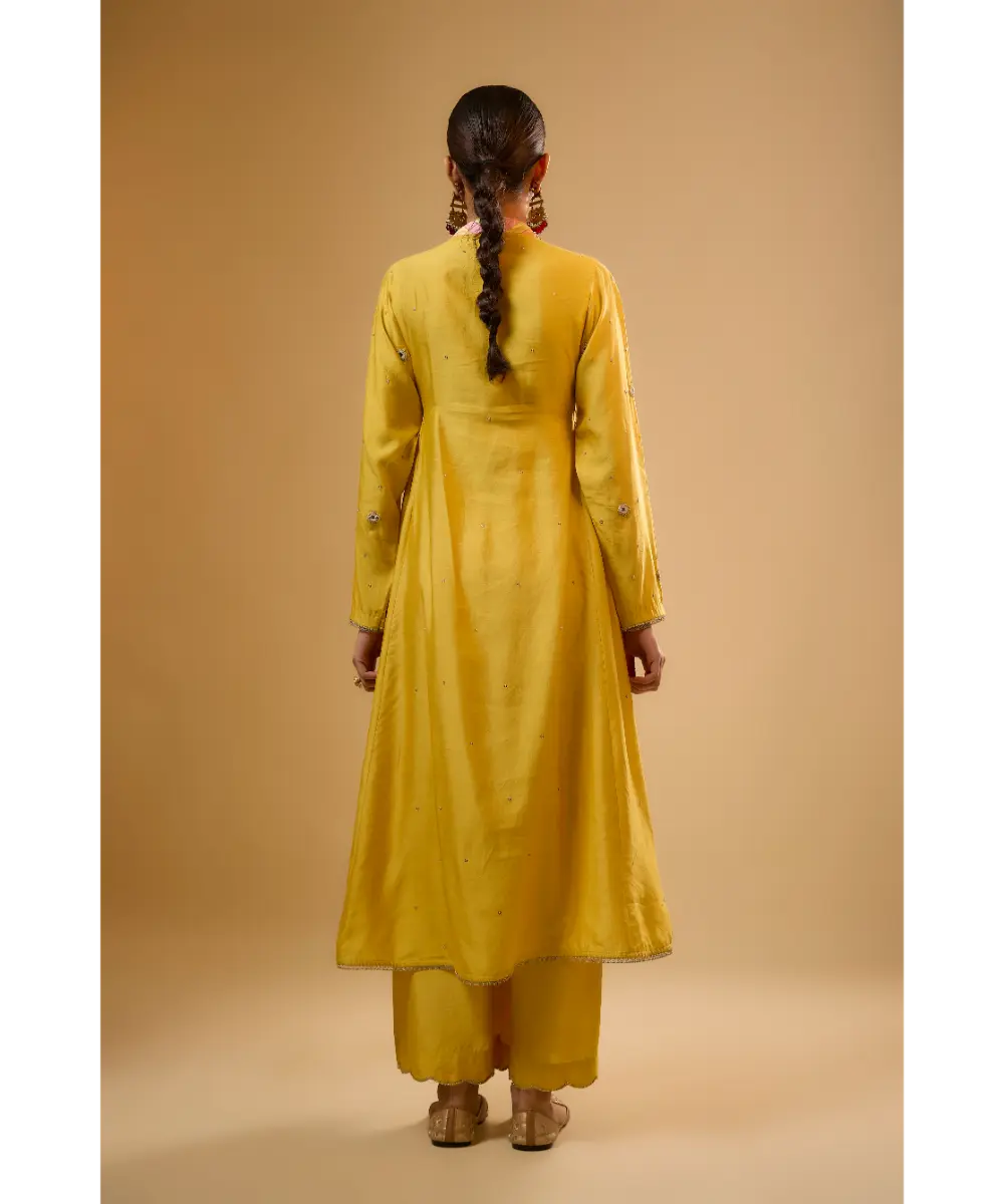 NITI BHOTRA - Nazakat Yellow Stripe Yoke Kurta Set