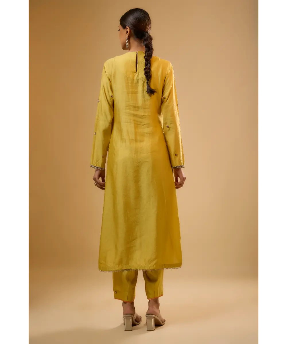 NITI BHOTRA - Nazakat Yellow Lotus Yoke Kurta Set
