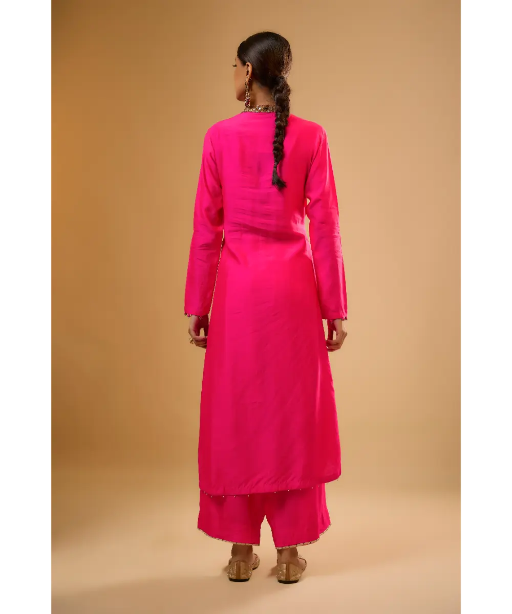 NITI BHOTRA - Nazakat Hot Pink Applique Kurta Set