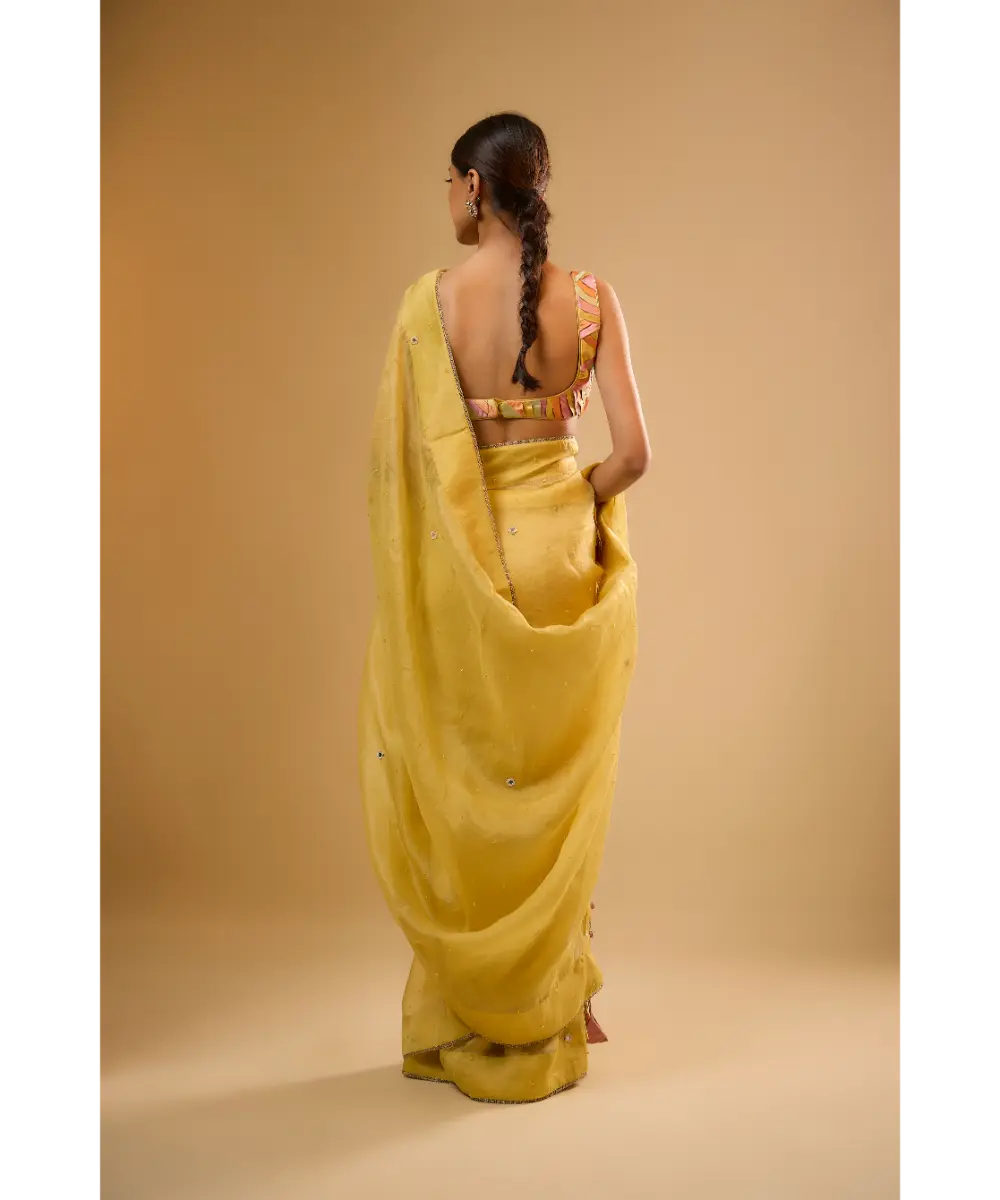 NITI BHOTRA - Nazakat Yellow Organza Saree Set