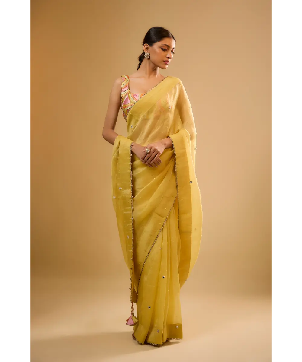 NITI BHOTRA - Nazakat Yellow Organza Saree Set
