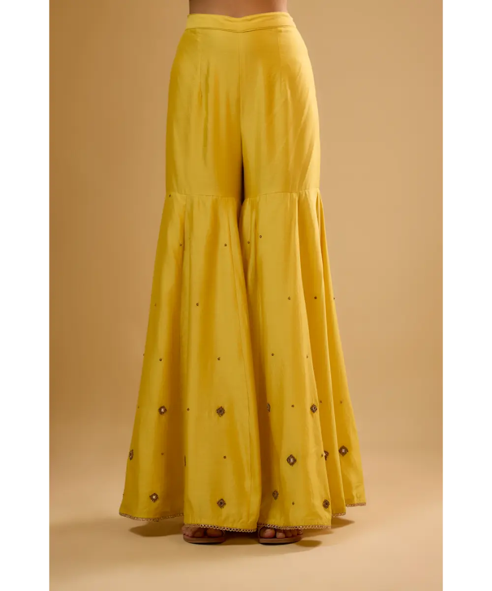 NITI BHOTRA - Nazakat Yellow Mirror Work Sharara Set