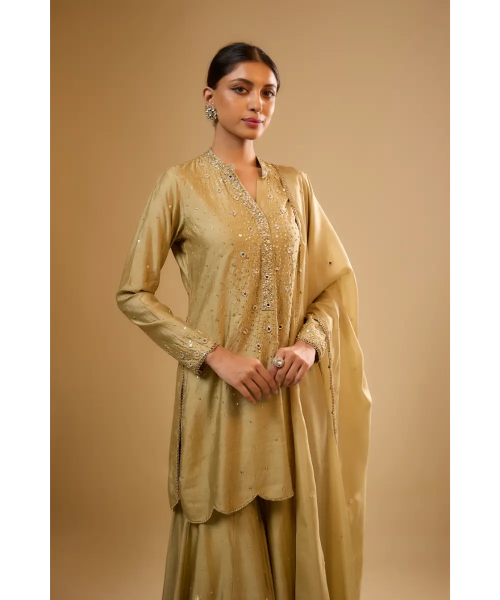 NITI BHOTRA - Nazakat Light Green Heavy Mirror Work Sharara Set