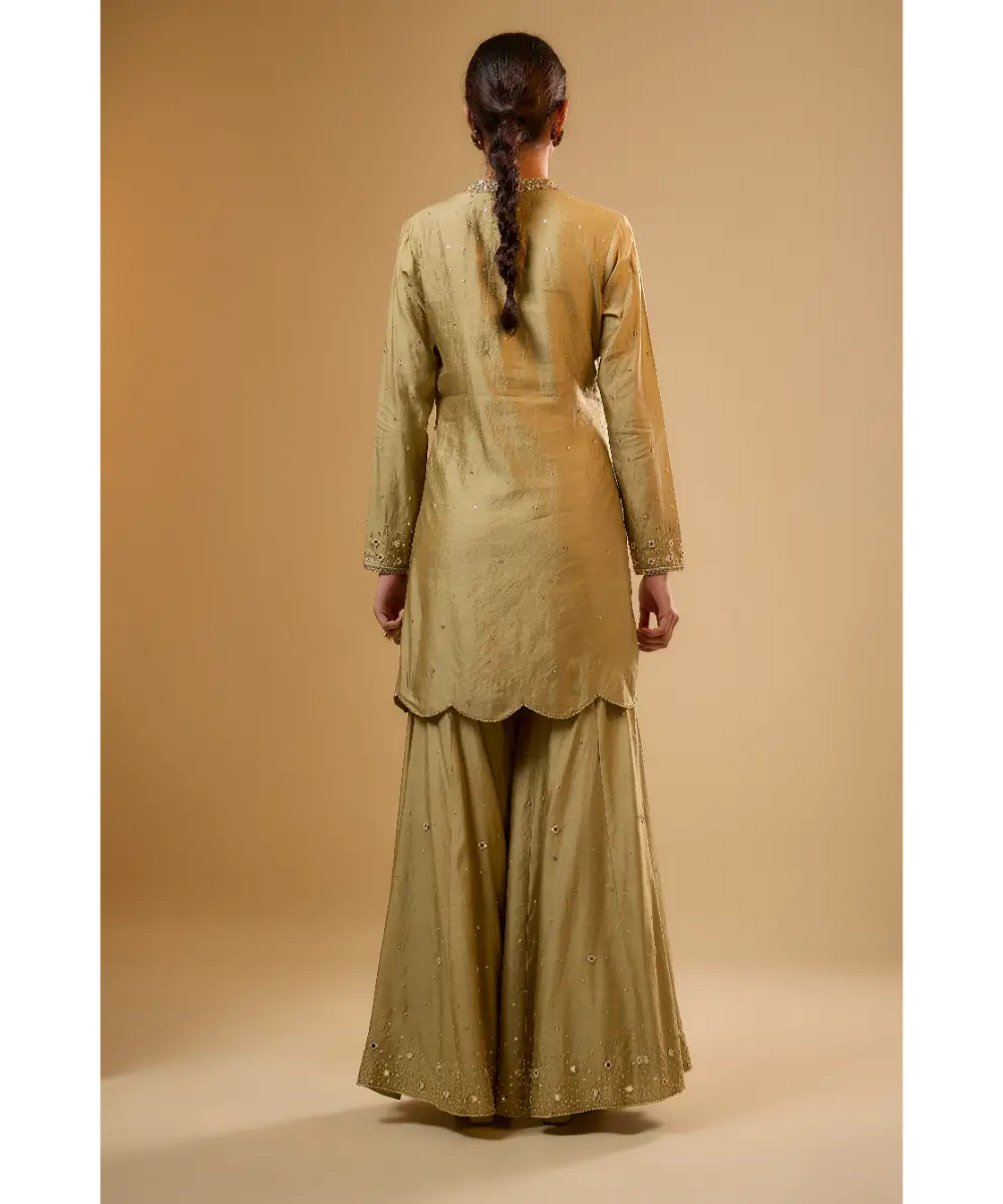 NITI BHOTRA - Nazakat Light Green Heavy Mirror Work Sharara Set