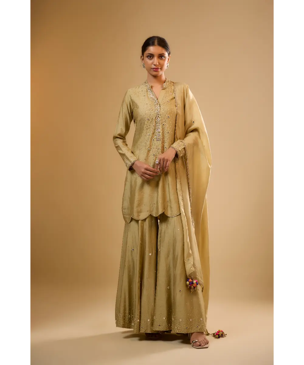 NITI BHOTRA - Nazakat Light Green Heavy Mirror Work Sharara Set