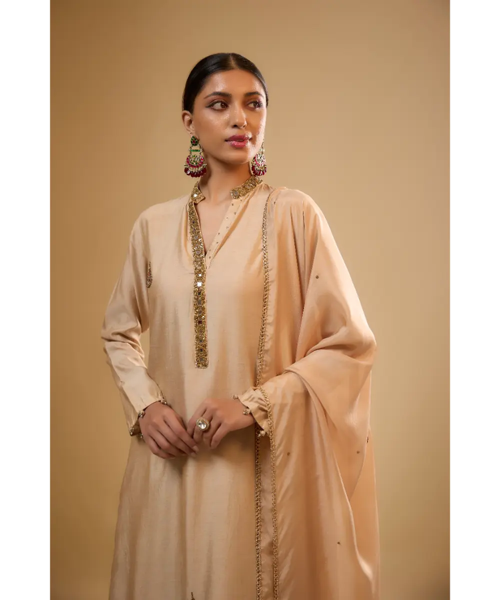 NITI BHOTRA - Nazakat Ivory Applique Kurta Set