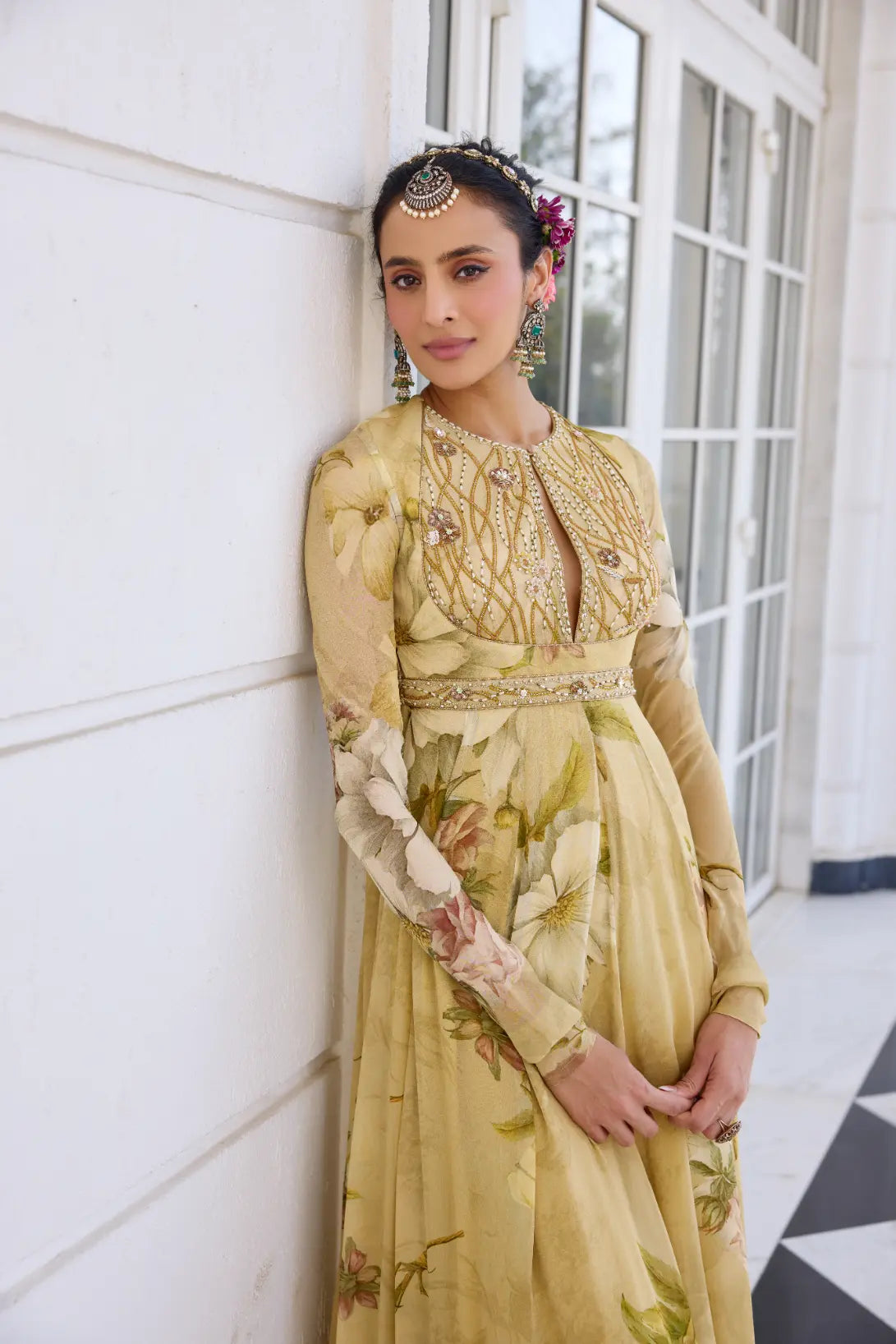 KALISTA - Tarini Anarkali Set Beige