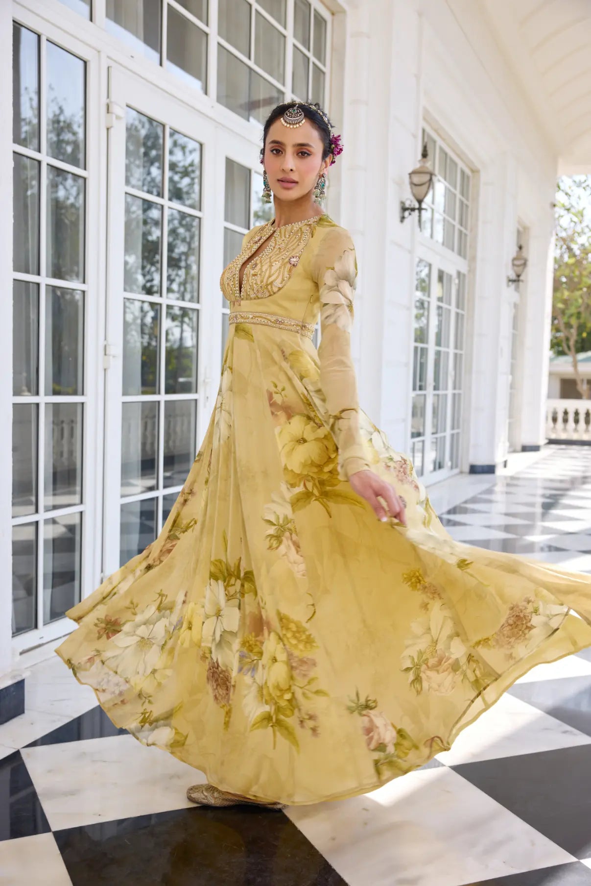 KALISTA - Tarini Anarkali Set Beige