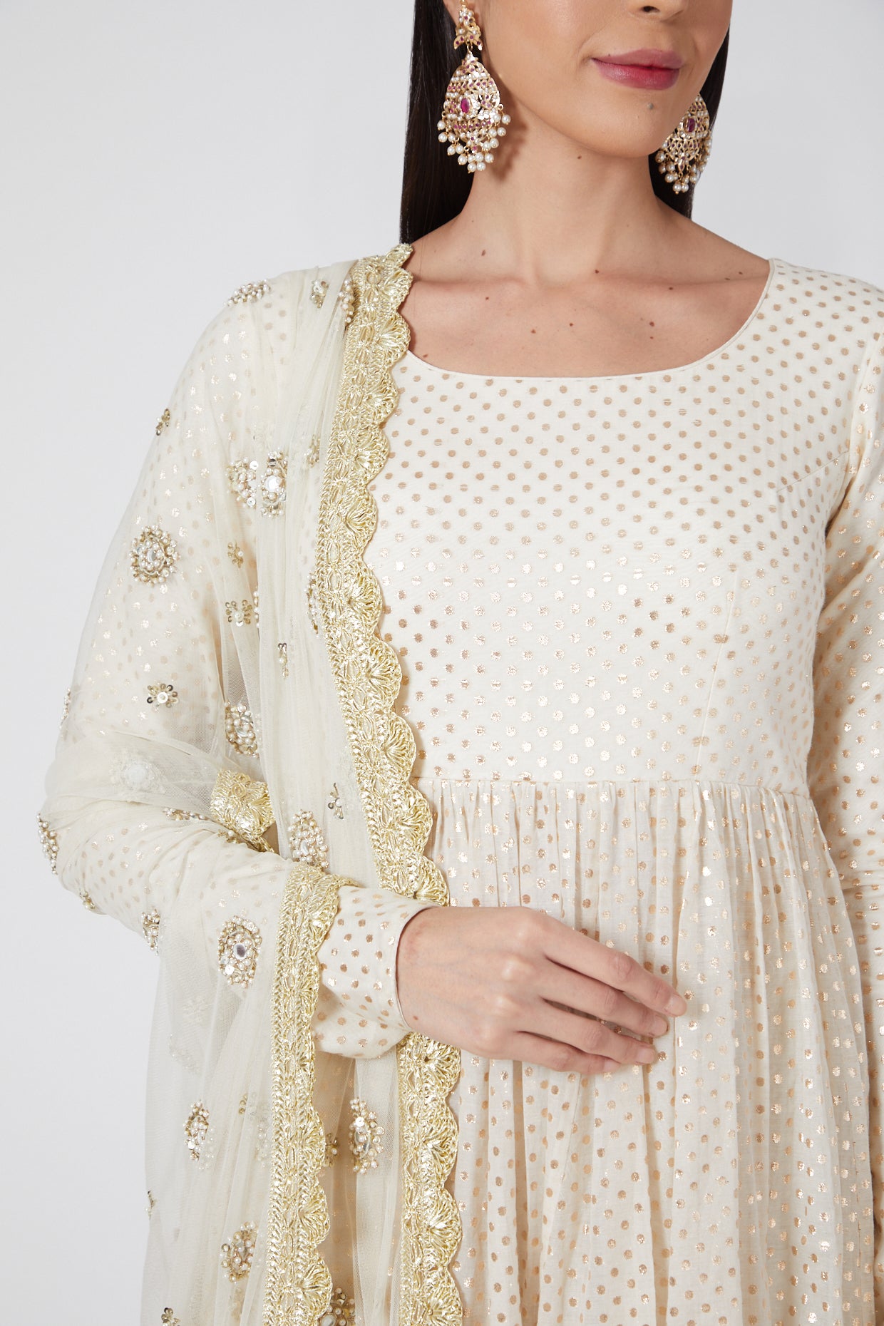 OFF WHITE ANARKALI - Tranquile collection by Priyanka Jain